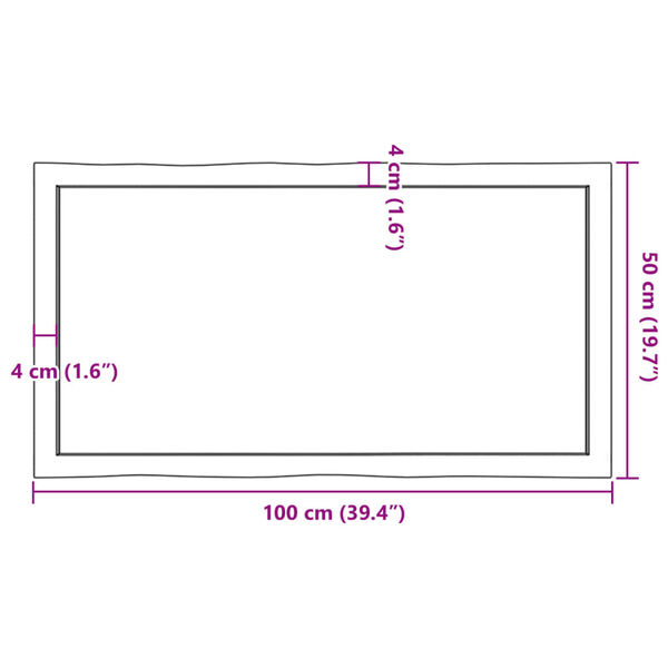vidaXL سطح طاولة لون بني فاتح 100*50*(2-6) سم خشب صلب معالج وحواف خام