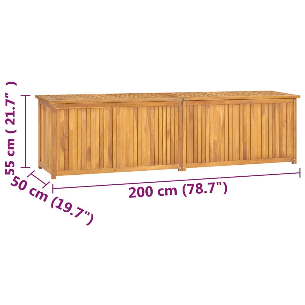 vidaXL صندوق حديقة 200×50×55 سم خشب ساج صلب