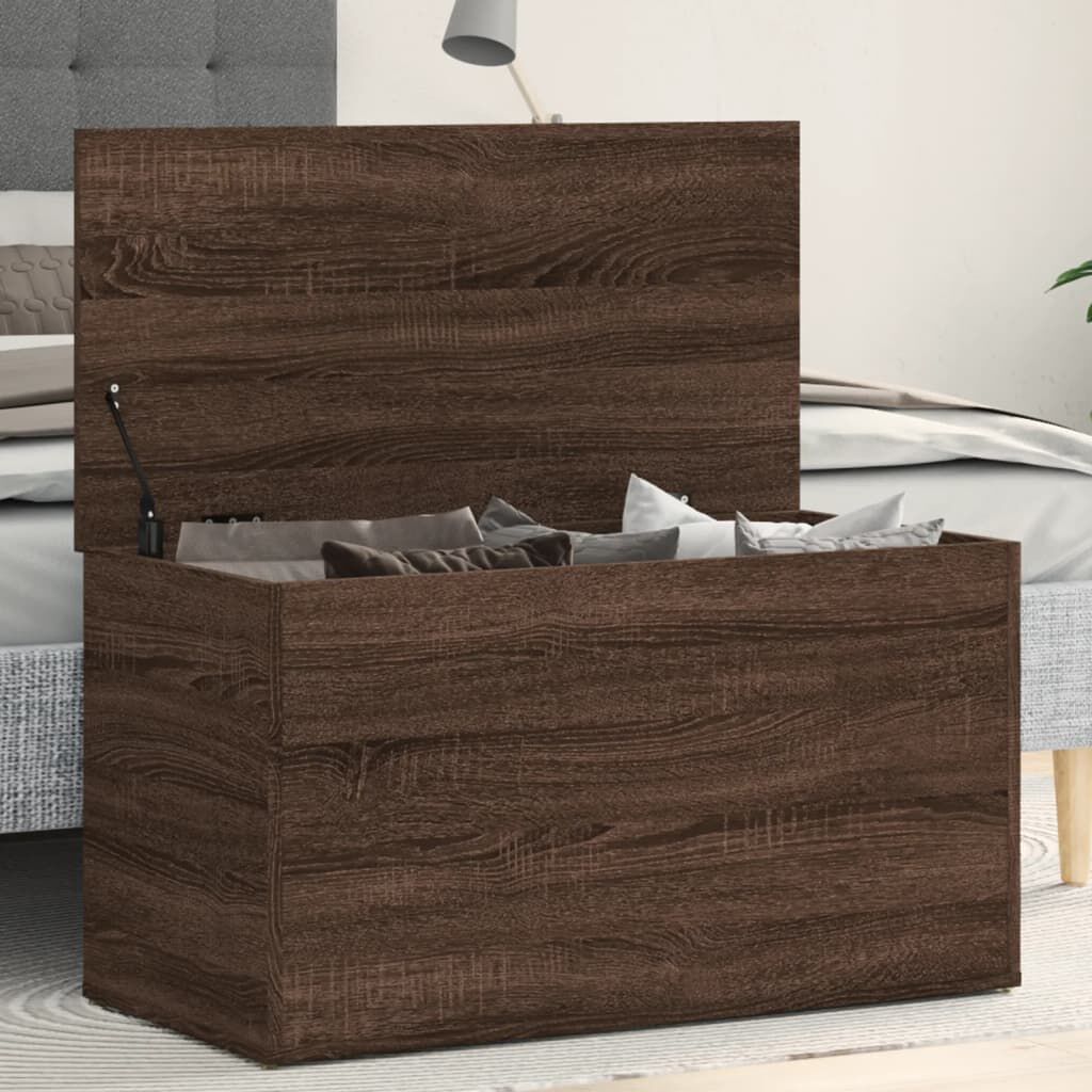 vidaXL صندوق تخزين أوك بني 84×42×46 سم خشب صناعي