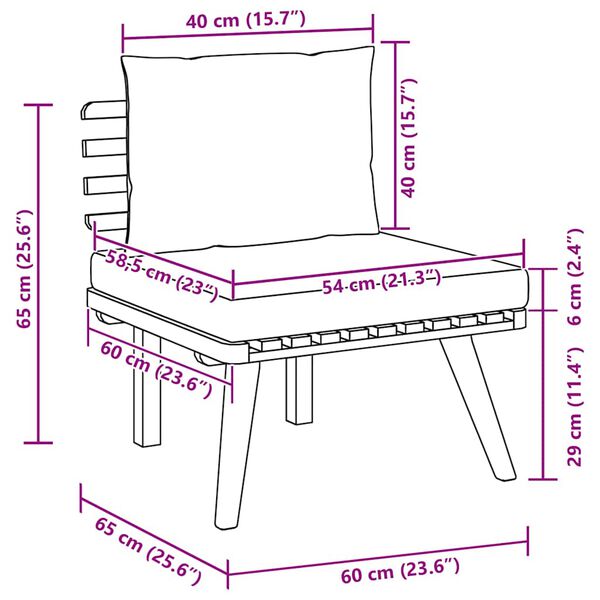 vidaXL طقم قطعتين جلسة حديقة مع وسائد خشب أكاسيا صلب