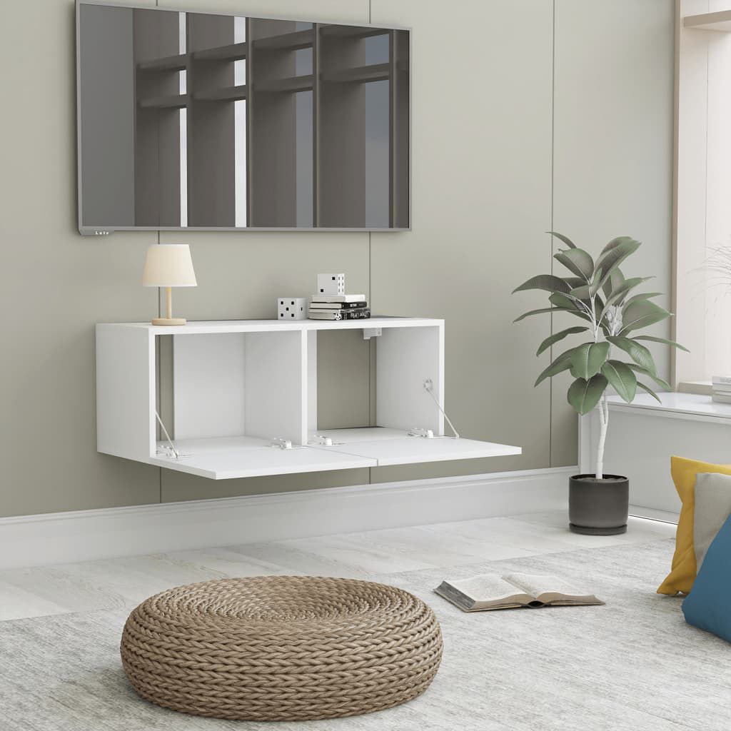 vidaXL خزانة تلفزيون أبيض 80×30×30 سم خشب صناعي