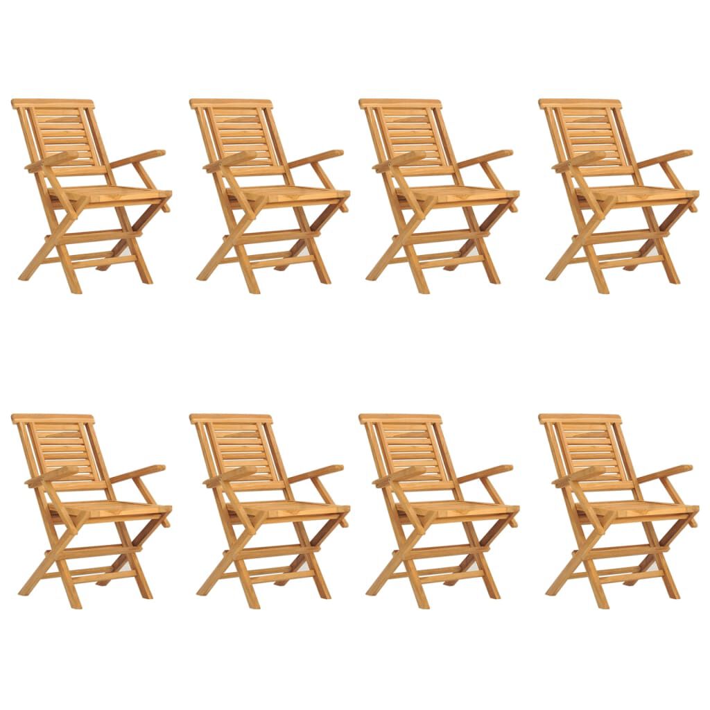 vidaXL كراسي حديقة قابلة للطي 8 ق 56x63x90 سم خشب ساج صلب
