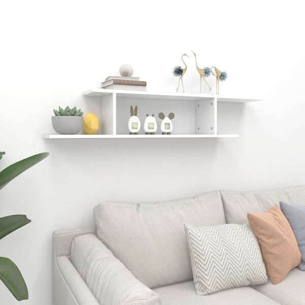 vidaXL رف تلفزيون جداري أبيض 125×18×23 سم خشب صناعي