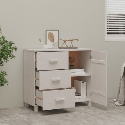 vidaXL خزانة جانبية أبيض 90×40×80 سم خشب صنوبر صلب