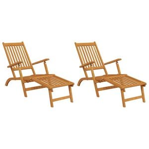كراسي استرخاء vidaXL Outdoor مع مسندين للقدمين 2ق خشب أكاسيا صلب
