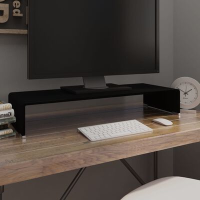 vidaXL حامل تلفزيون/رافع شاشة زجاج أسود 80×30×13 سم