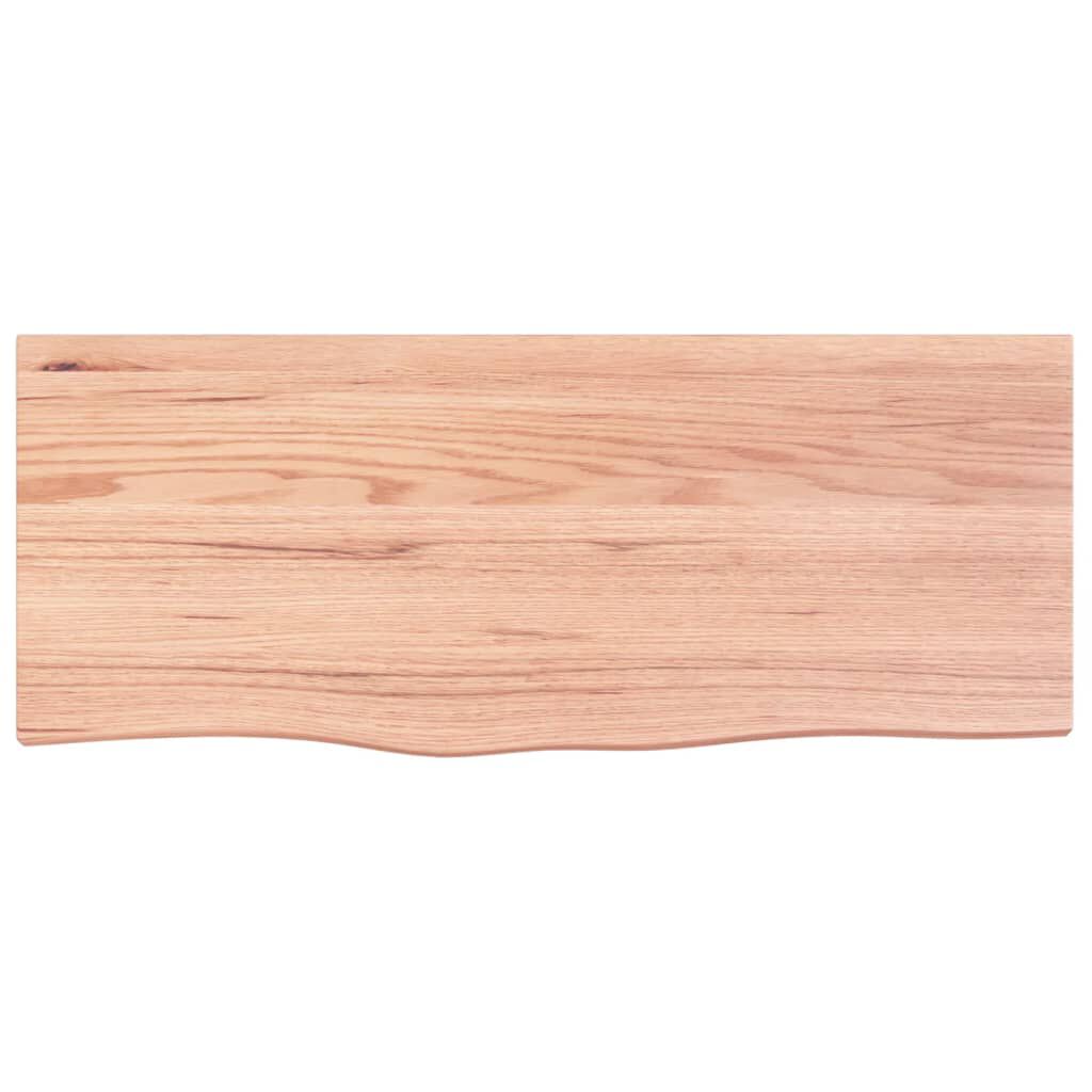 vidaXL سطح طاولة كاونتر حمام لون بني فاتح 2x40x100 سم خشب صلب معالج
