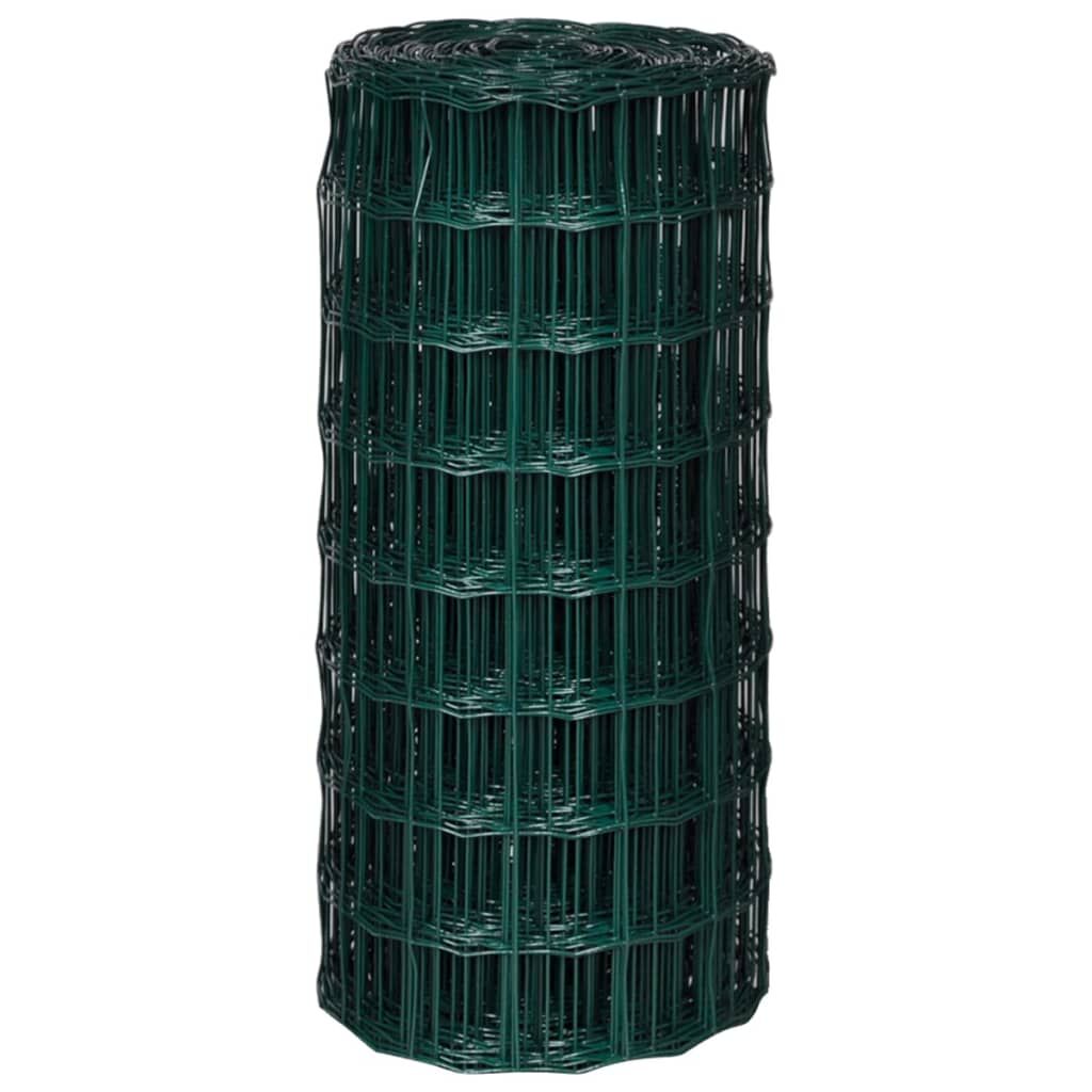 vidaXL سياج يورو فولاذ 0,8x25 متر أخضر
