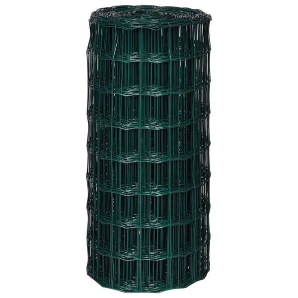 vidaXL سياج يورو فولاذ 0,8x25 متر أخضر