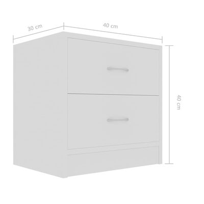 vidaXL خزانة سرير جانبية أبيض 40×30×40 سم خشب مضغوط