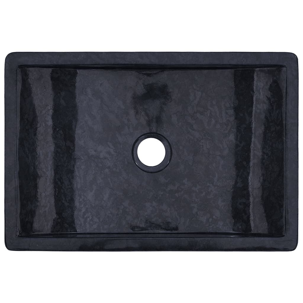 vidaXL حوض 45×30×12 سم رخام أسود