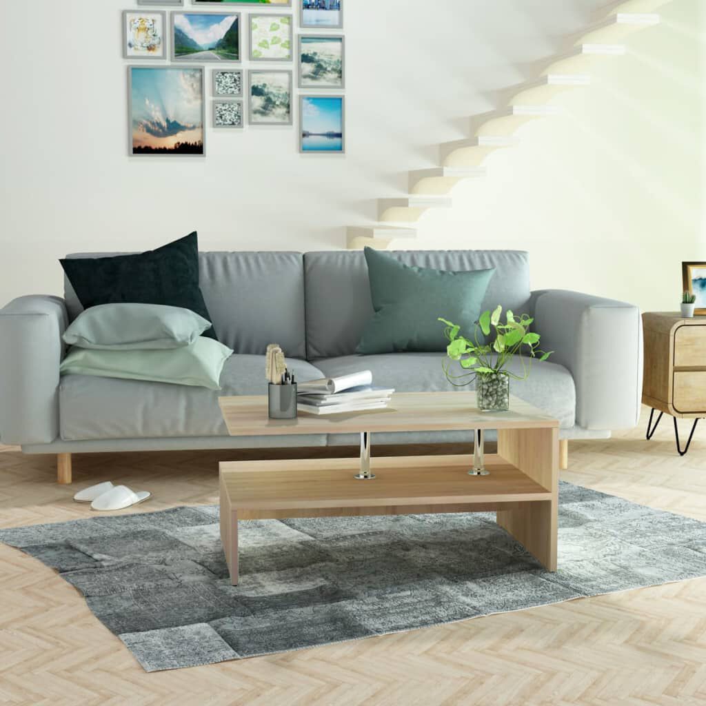 vidaXL طاولة قهوة خشب صناعي 90×59×42 سم أوك