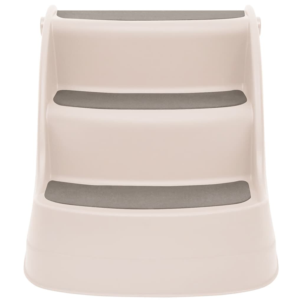 vidaXL سلم كلاب قابل للطي 3 درجات كريمي 50×38×38 سم بلاستيك