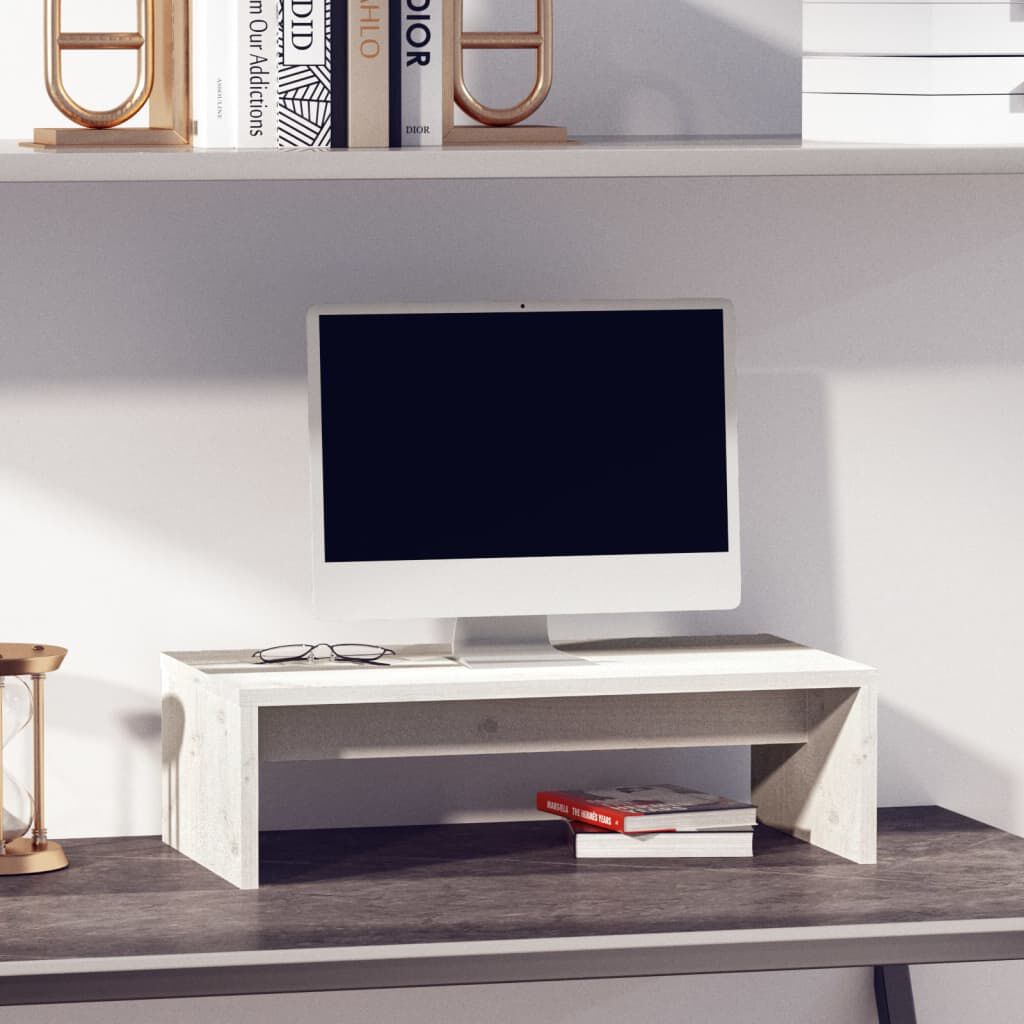 vidaXL حامل شاشة لون أبيض 15x27x50 سم خشب صنوبر صلب