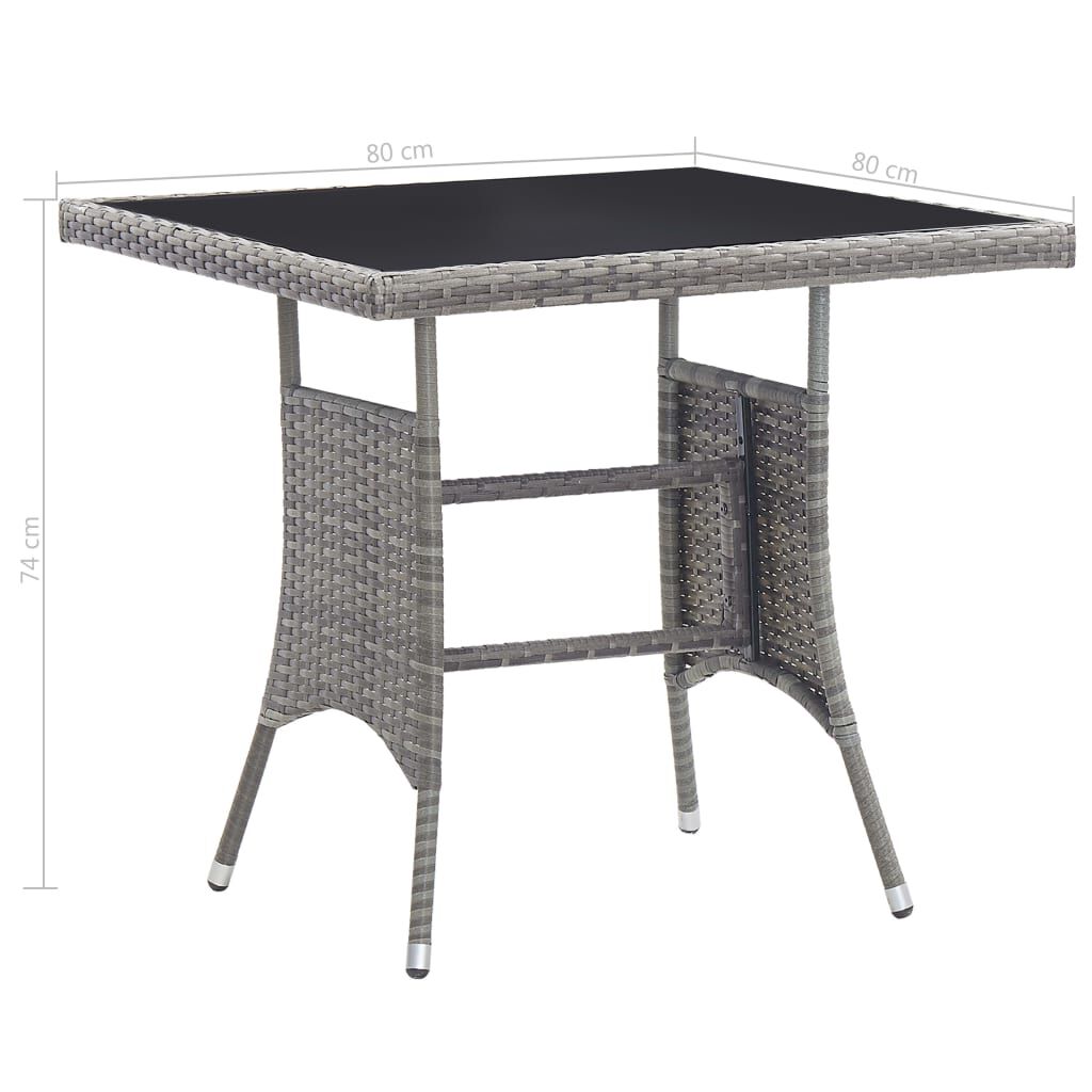 vidaXL طاولة حديقة أنثراسيت 80×80×74 سم بولي روطان