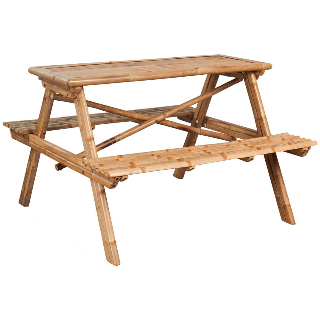 vidaXL طاولة نزهة 115×115×81 سم خيزران