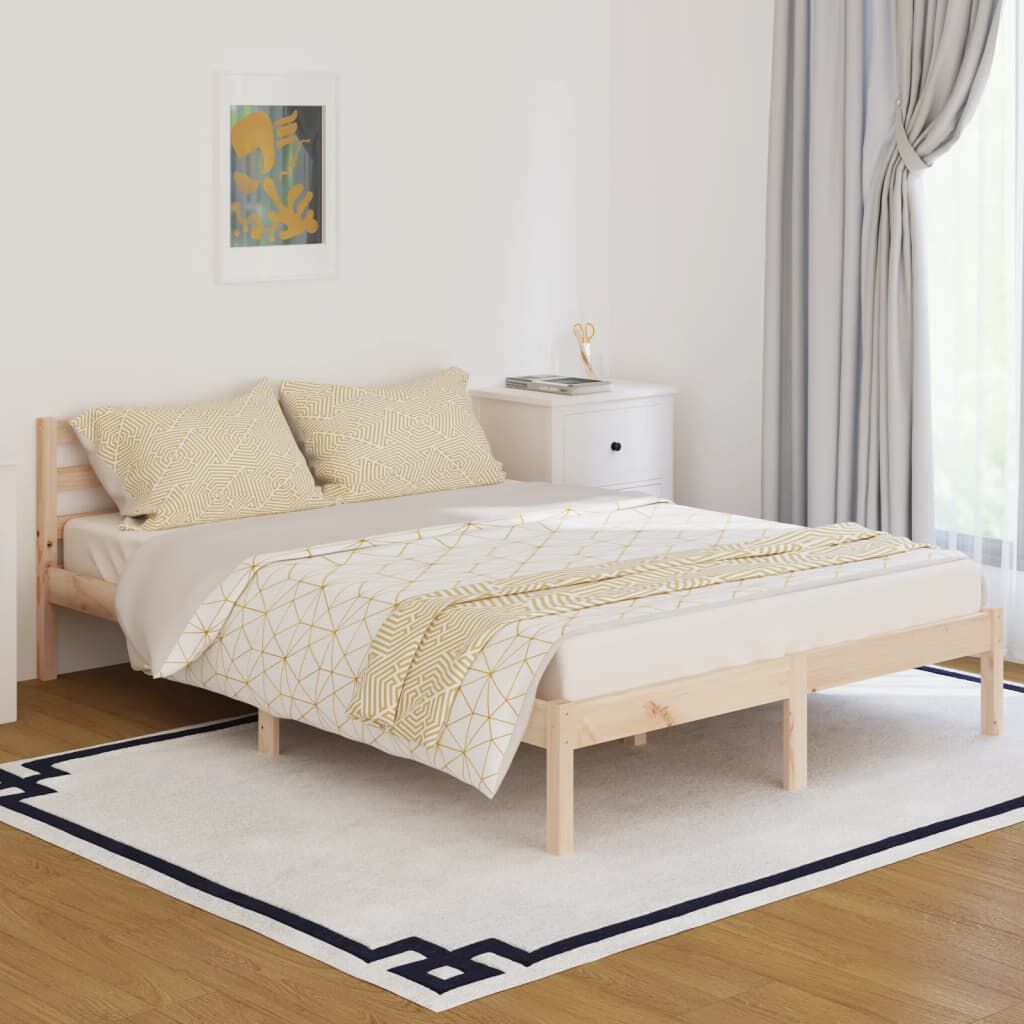 vidaXL إطار سرير خشب صنوبر صلب 140×200 سم
