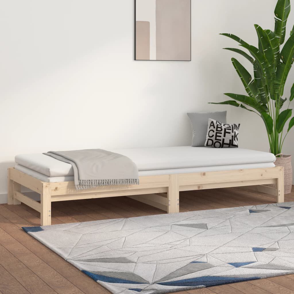vidaXL سرير نهاري قابل للسحب 2*(200x80) سم خشب صنوبر صلب