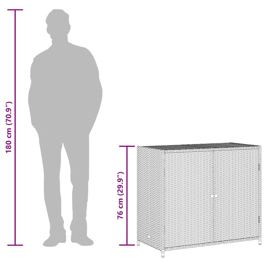 vidaXL خزانة تخزين حديقة لون رمادي 76x45x83 سم بولي روطان