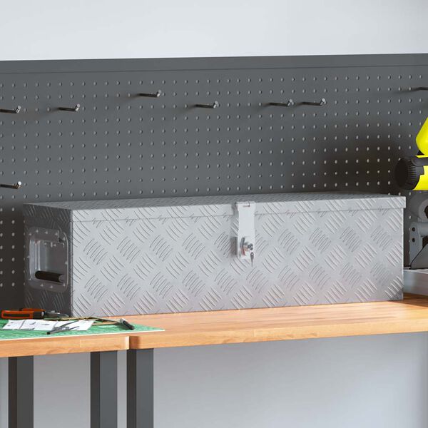 vidaXL صندوق ألومنيوم 80.5&times;22&times;22 سم فضي