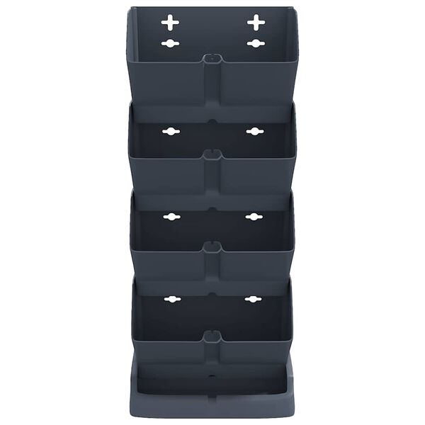 vidaXL طقم أصص حديقة عمودي 4 ق أنثراسيت بولي بروبلين