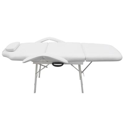 vidaXL كرسي عناية بالوجه متحرك جلد صناعي 185×78×76 سم أبيض