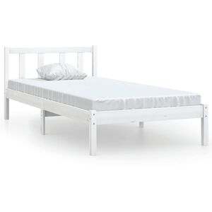 vidaXL إطار سرير خشب صنوبر صلب أبيض 90&times;200 سم