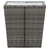 vidaXL طاولة شاي رمادي 41.5×41.5×43 سم بولي روطان وزجاج مُقوّى