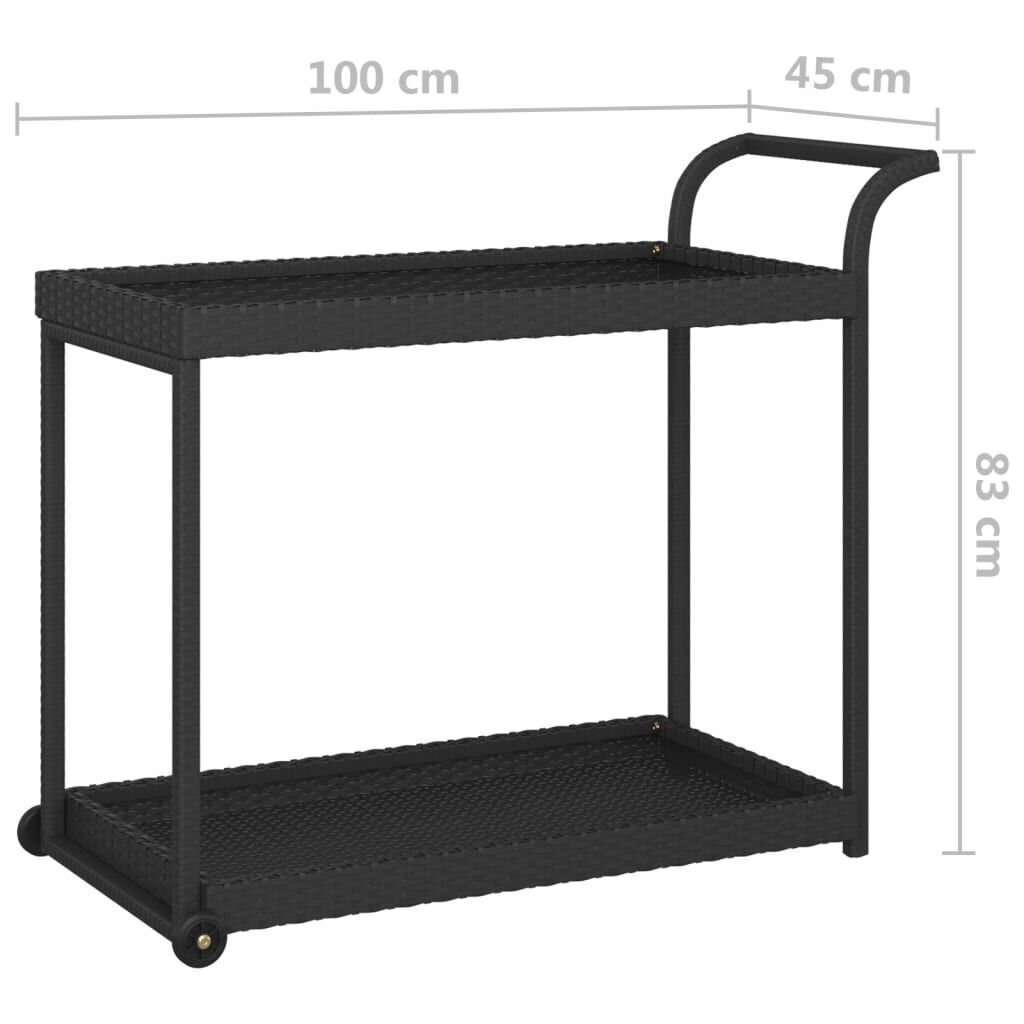 vidaXL عربة بار مع درج أسود 100×45×83 سم بولي روطان