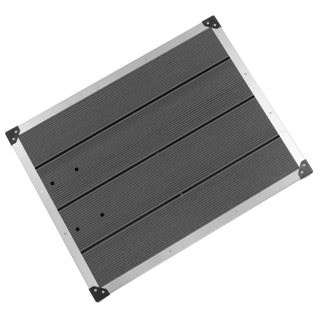 vidaXL قاعدة دُش خارجي WPC فولاذ مقاوم للصدأ 80×62 سم رمادي