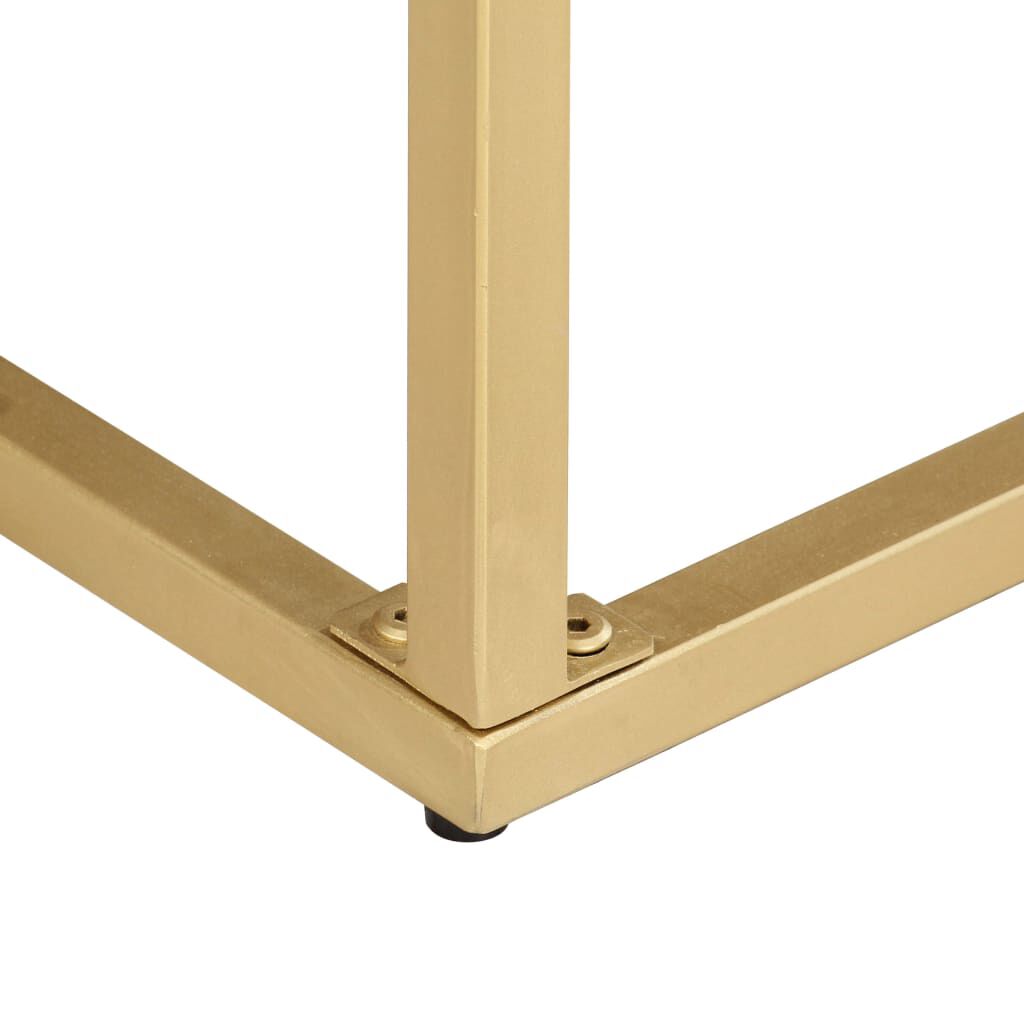 vidaXL طاولة كونسول ذهبي 90×30×75 سم خشب مانجو صلب