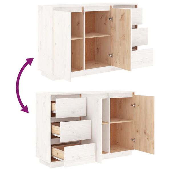 vidaXL خزانة جانبية لون أبيض 75x34x111 سم خشب صنوبر صلب