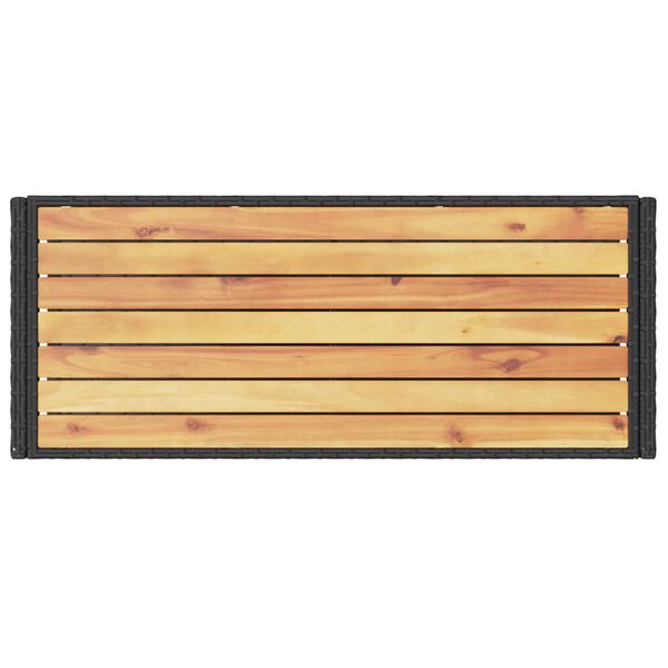 vidaXL عربة بار 3 أدوار لون أسود بولي روطان وخشب أكاسيا صلب