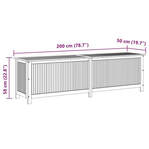vidaXL صندوق تخزين للحديقة 200×50×58 سم خشب أكاسيا صلب