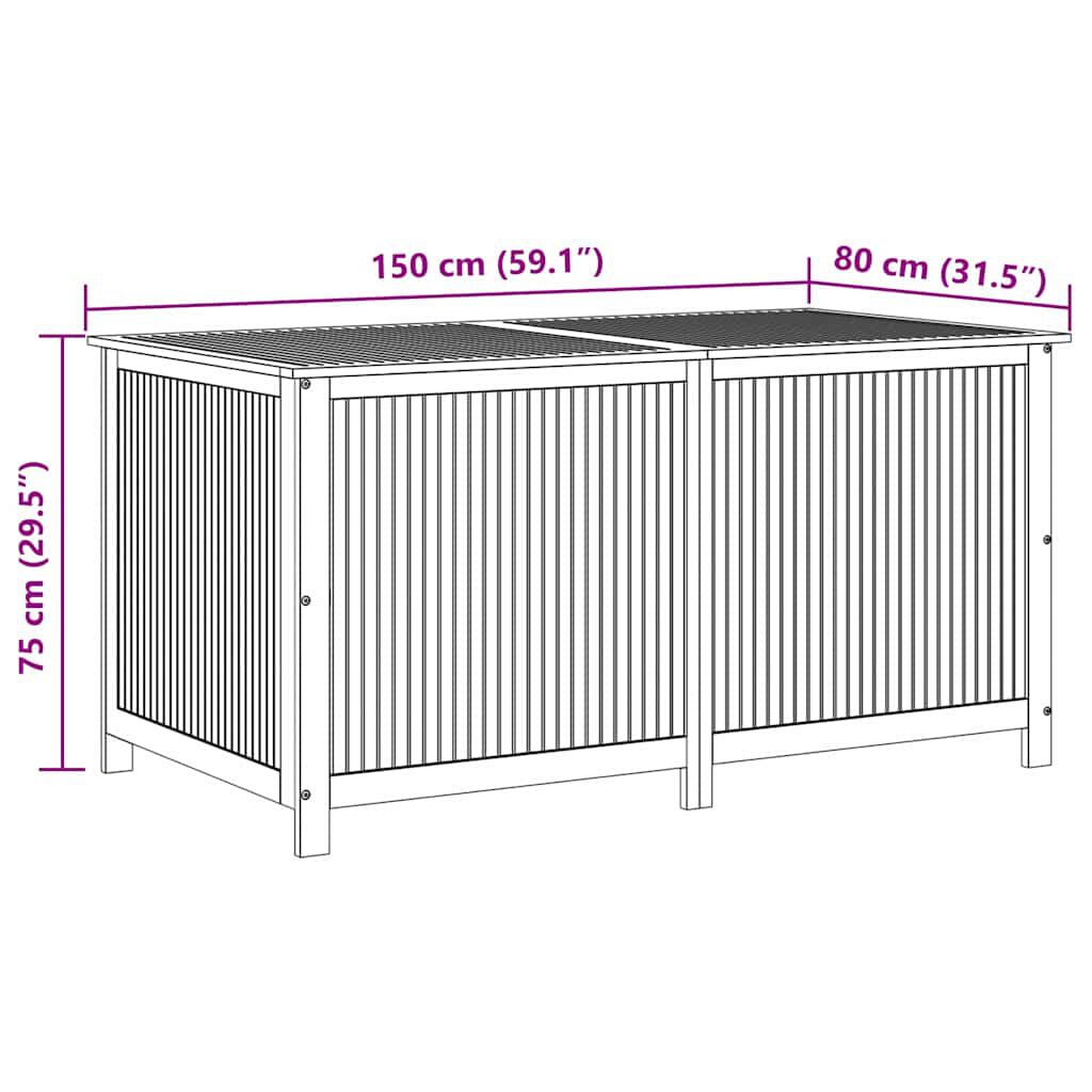 vidaXL صندوق تخزين للحديقة 150×80×75 سم خشب أكاسيا صلب