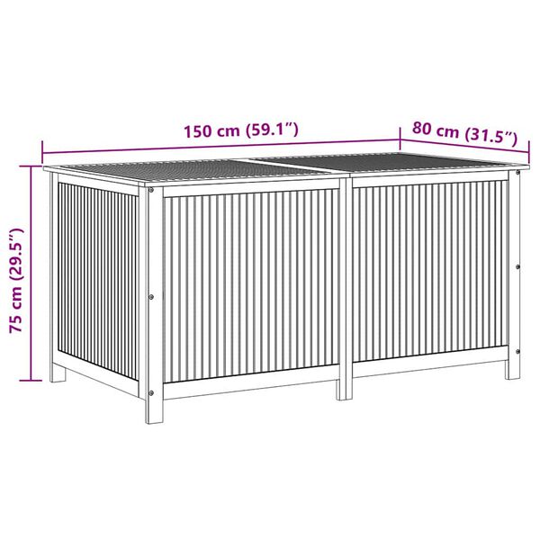 vidaXL صندوق تخزين للحديقة 150×80×75 سم خشب أكاسيا صلب