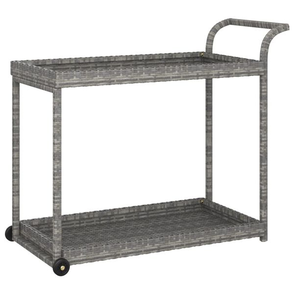 vidaXL عربة بار مع درج أسود 100×45×83 سم بولي روطان