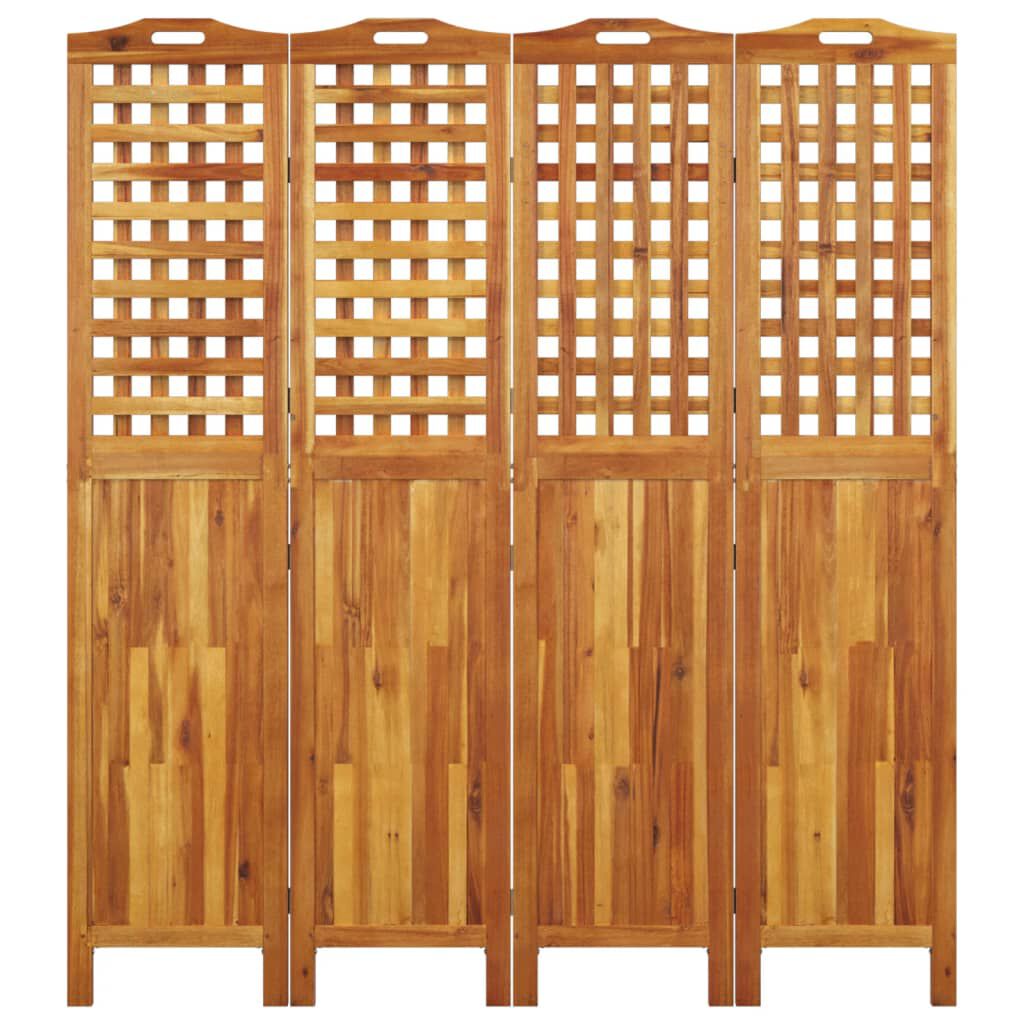 vidaXL مقسم غرفة 4-ألواح 162×2×180 سم خشب أكاسيا صلب