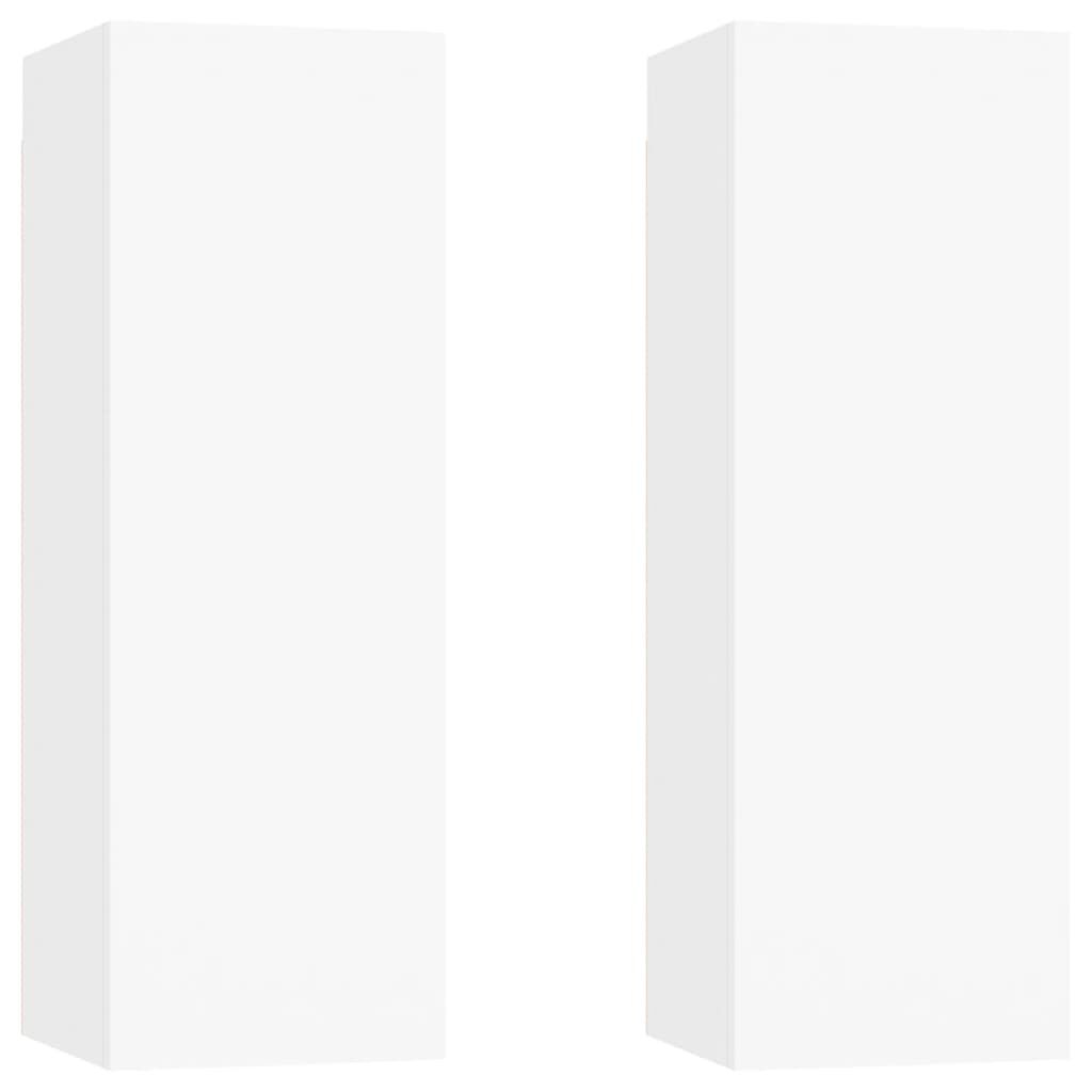 vidaXL خزانات تلفزيون 2 ق أبيض 30.5×30×90 سم خشب صناعي