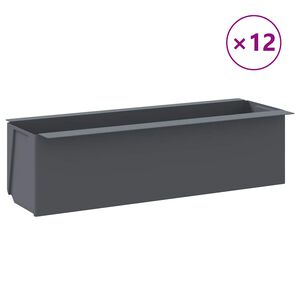 vidaXL صناديق زهور لبالتات اليورو 12 ق رمادي 36&times;13.5&times;9.5 سم بولي PP