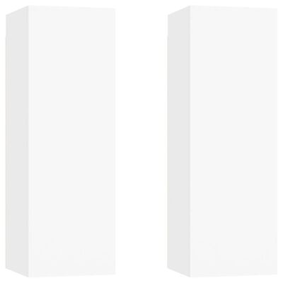 vidaXL خزانات تلفزيون 2 ق أبيض 30.5×30×90 سم خشب مضغوط