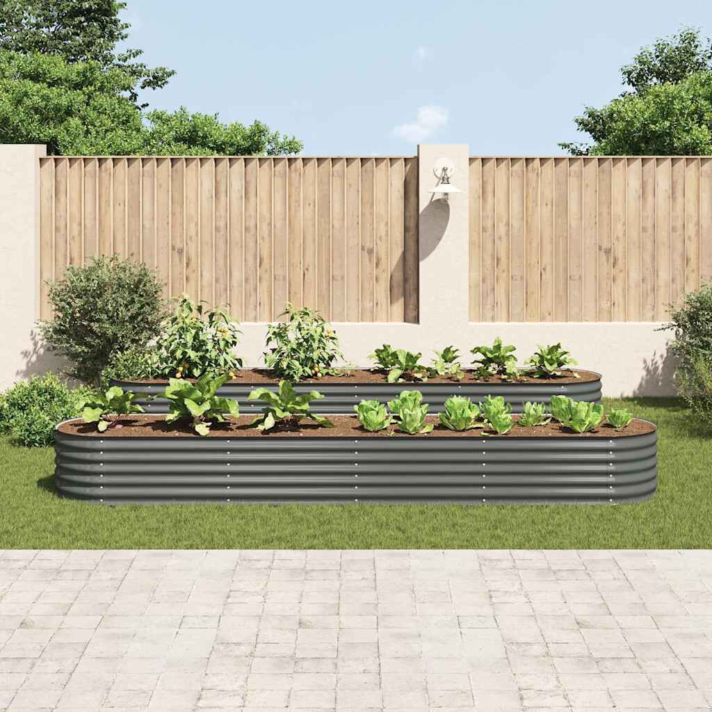 vidaXL حوض حديقة مرتفع 400×80×44 سم فولاذ مجلفن رمادي