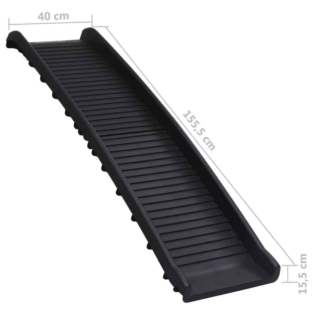 vidaXL منحدر كلاب قابل للطي أسود 155.5×40×15.5