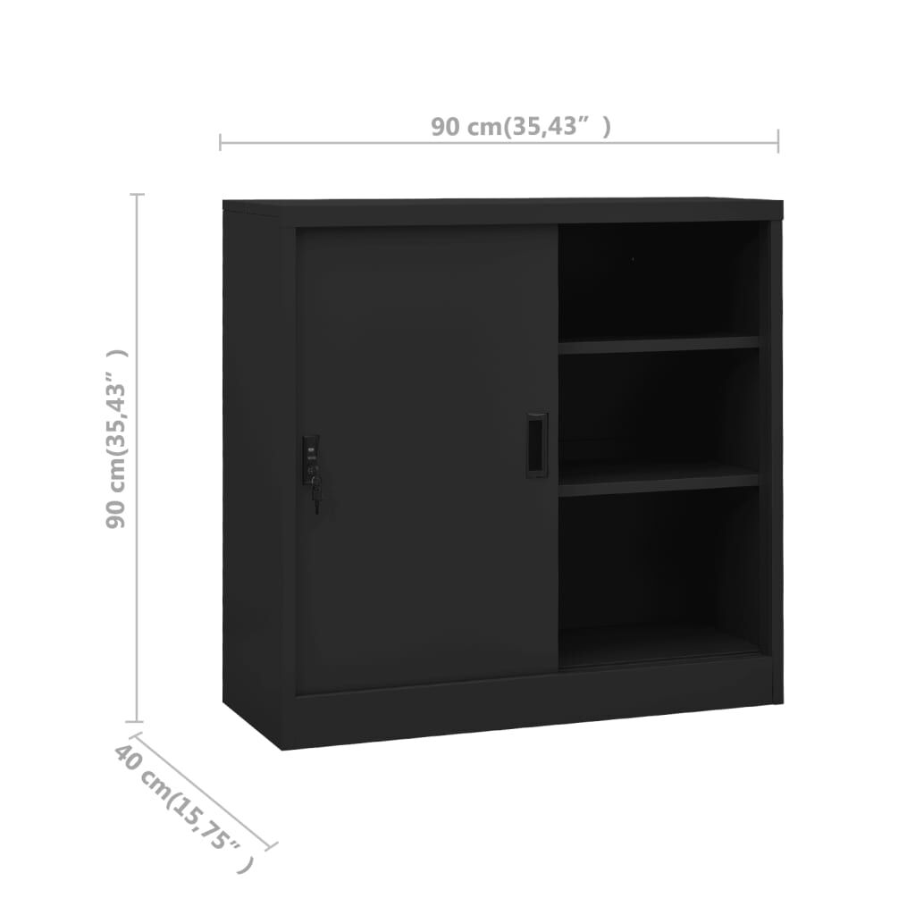 vidaXL خزانة مكتب مع باب منزلق أنثراسيت 90×40×90 سم فولاذ