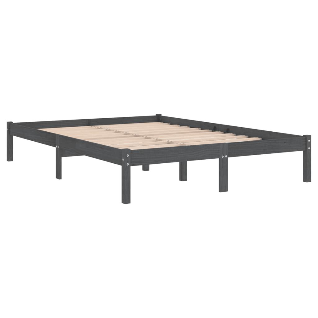 vidaXL إطار سرير خشب صنوبر صلب رمادي 120×200 سم