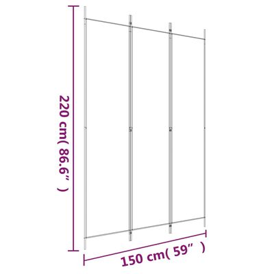 vidaXL مقسم غرفة 4-ألواح أبيض 150×220 سم قماش