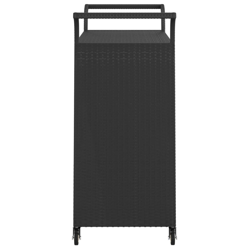 vidaXL عربة بار مع درج أسود 100×45×97 سم بولي روطان