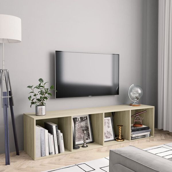 vidaXL خزانة كتب/خزانة تلفزيون سونوما أوك 143×30×36 سم خشب مضغوط