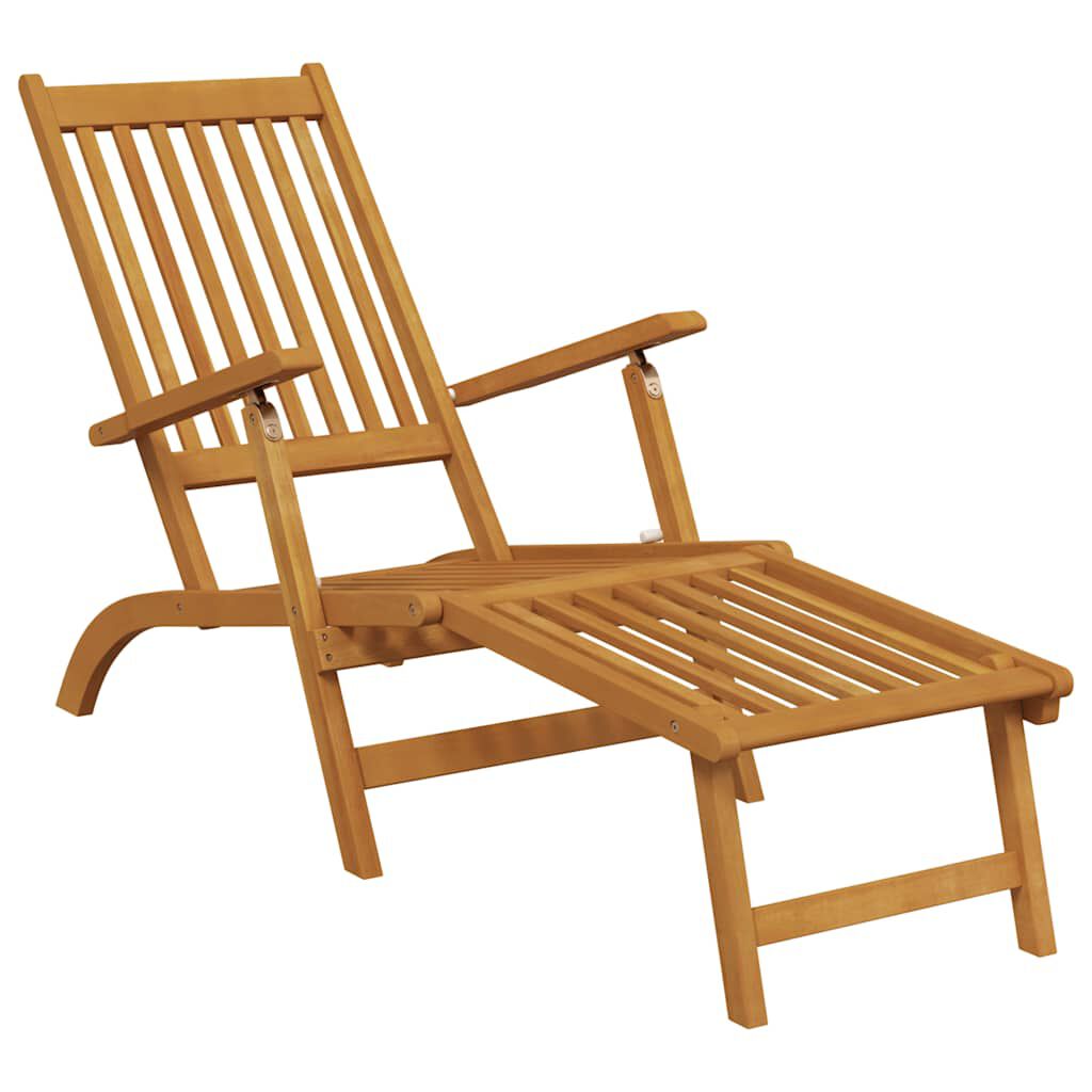 كراسي استرخاء vidaXL Outdoor مع مسند للقدمين وطاولة خشب سنط صلب