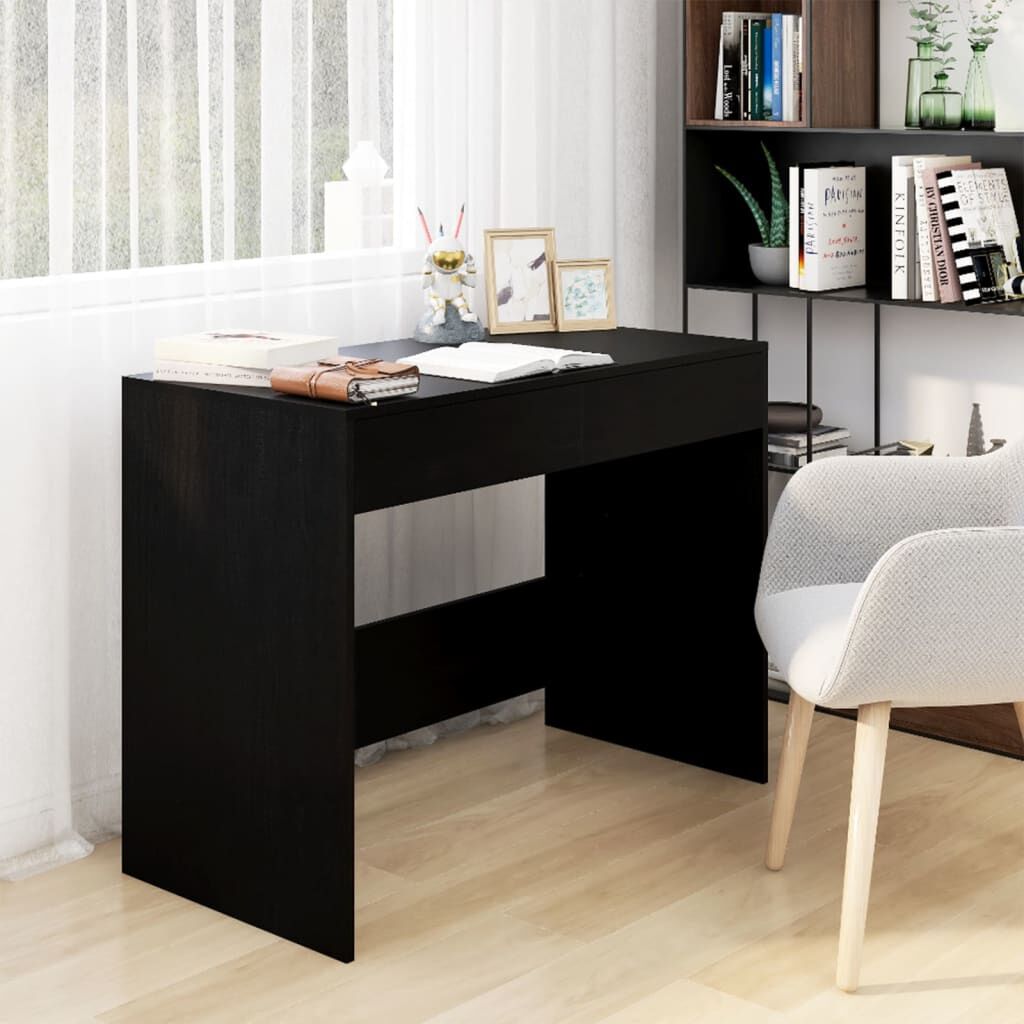 vidaXL مكتب لون أسود 101×50×76,5 سم خشب صناعي